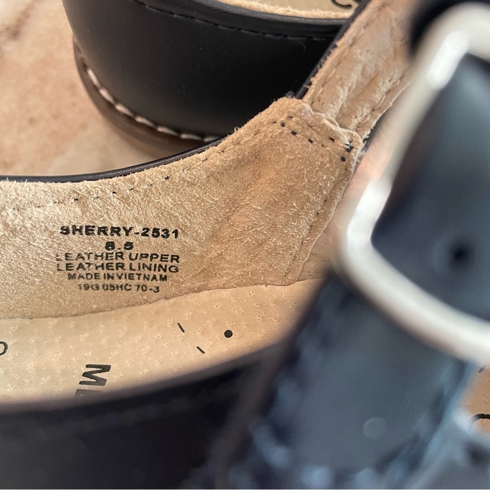 Footmates Navy Leather Mary Janes Sherry Girls Shoes Size 8.5 Arch Support - Picture 7 of 10